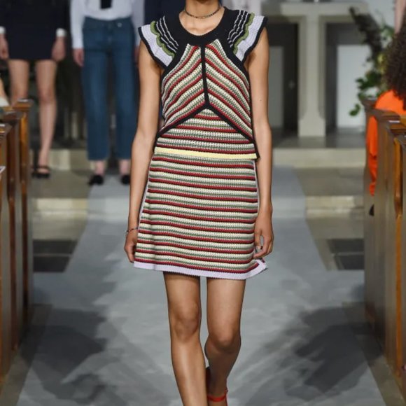 ALEXACHUNG rare colorful striped knit top and skirt set from first collection - Picture 10 of 11